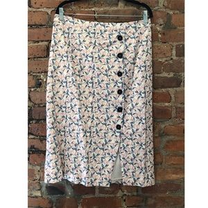 Anthropologie pink lemons midi skirt